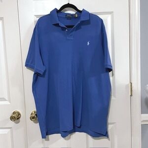 Polo‎ Ralph Lauren Men's XXL Classic Fit Blue Pique Polo Shirt Pony Logo